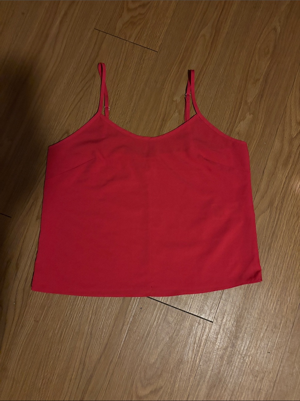 Nannette Bright Red Spaghetti-Strap Crop Tank